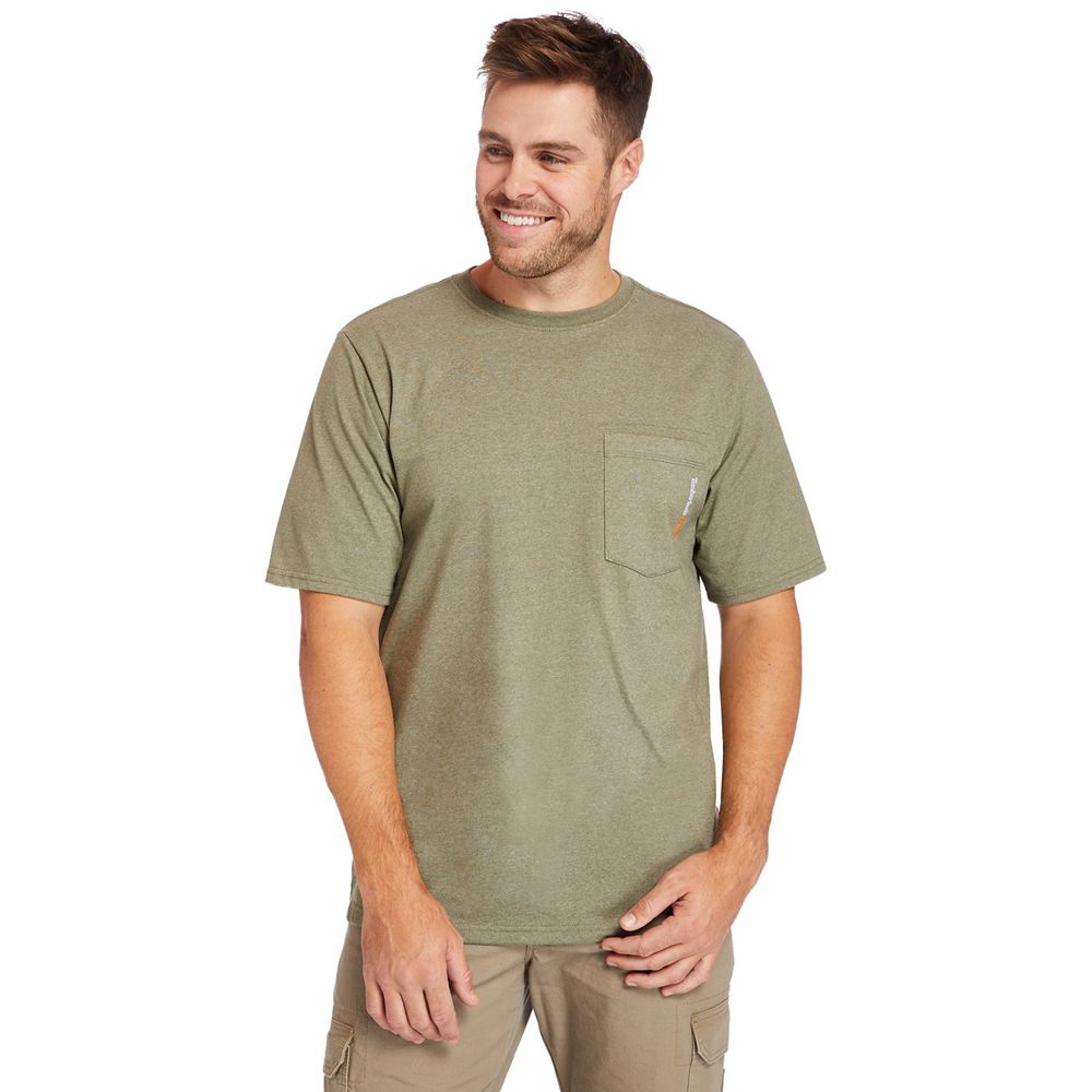 Timberland Mens T-Shirts PRO® Big & Tall Base Plate Short-Sleeve - Olive - India WC9853041